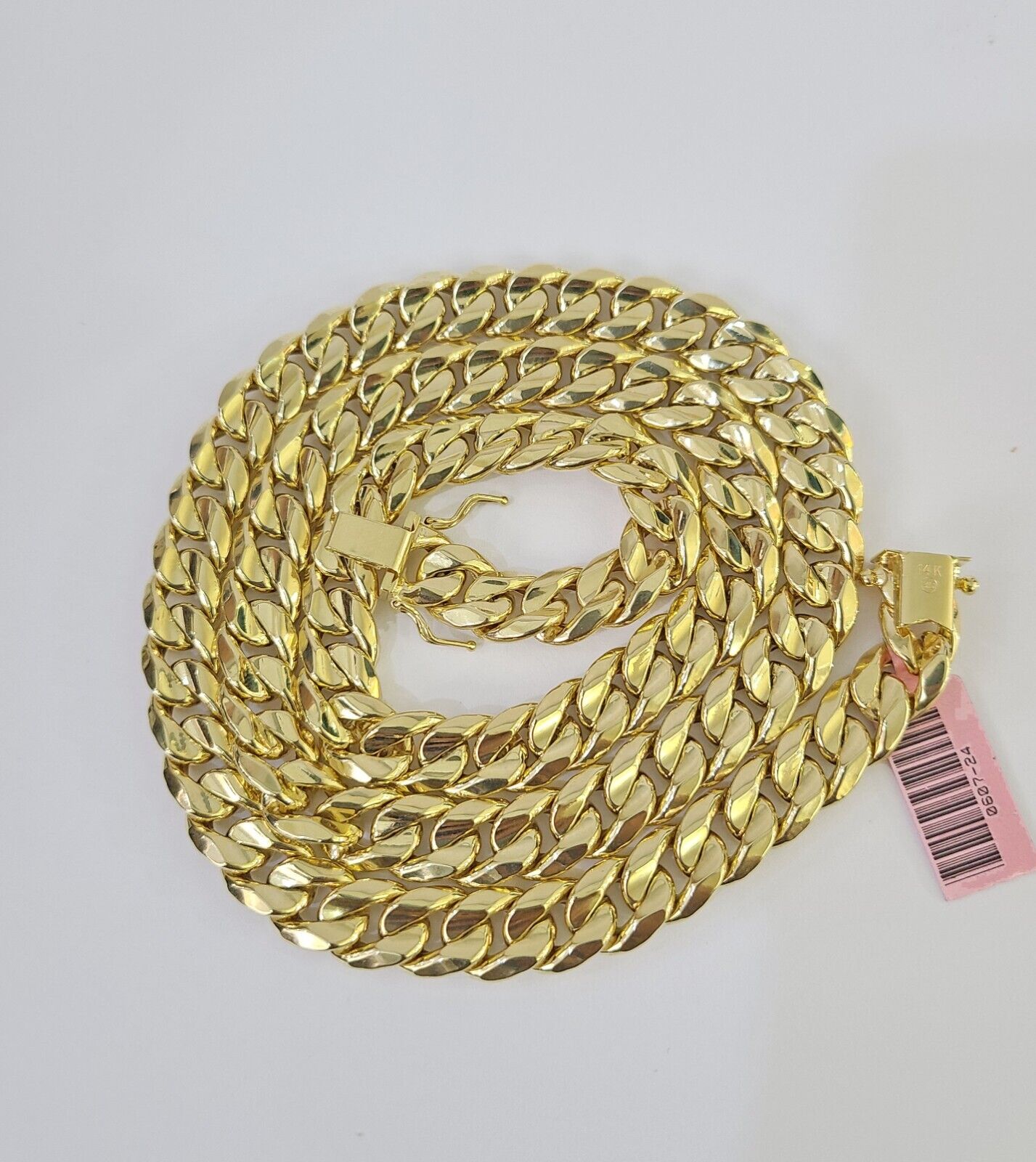 Real 14K Miami Cuban Link Chain Necklace Yellow Gold 22 inch 9mm Mens Hollow