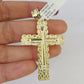 10K Franco Chain Jesus Cross Pendant Charm Necklace 20"-26" 3mm Gold Yellow SET