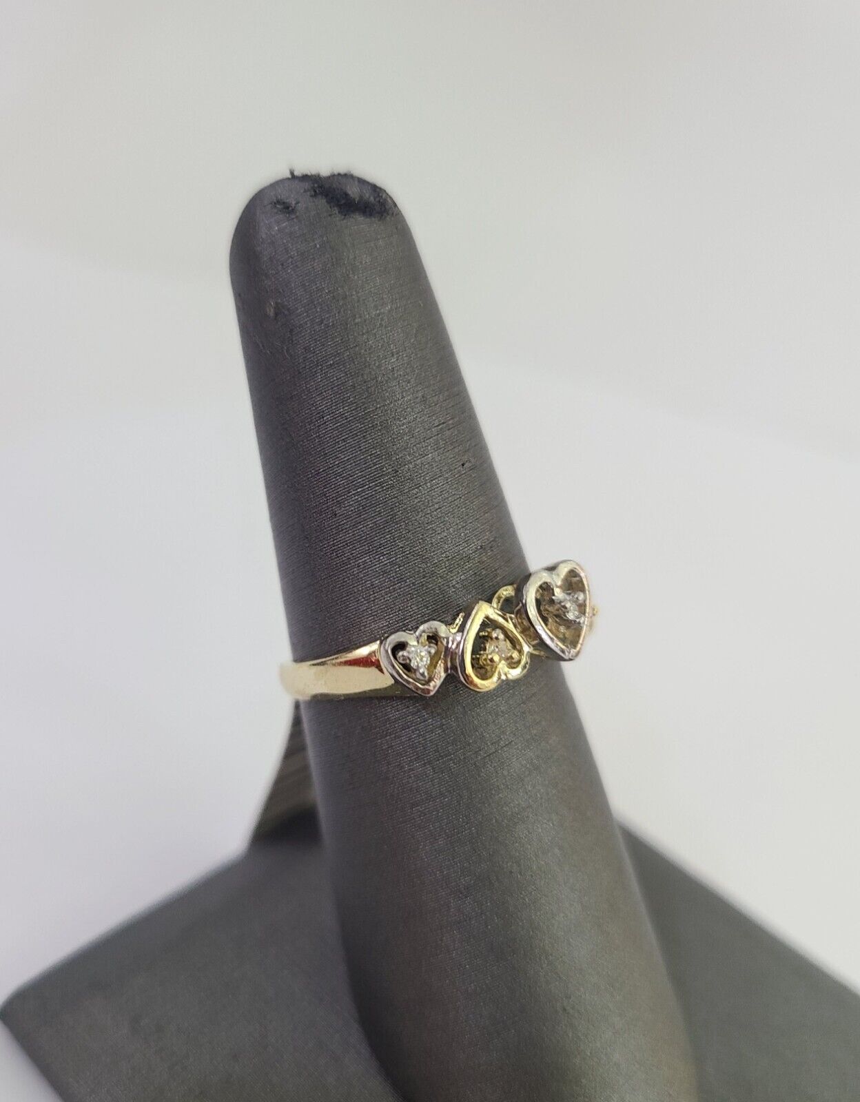 Real 10k Yellow Gold Hearts Ring Wedding Engagement Casual 10Kt Genuine