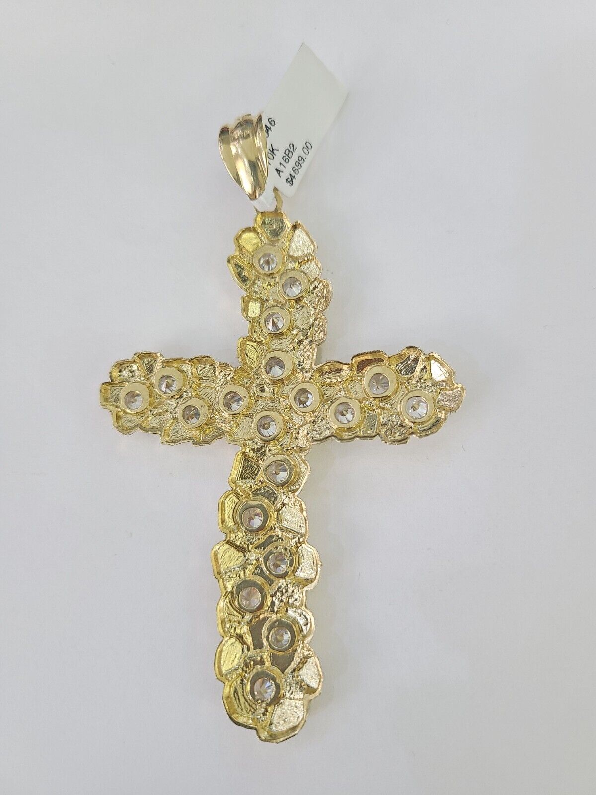 10K Jesus Cross Charm Pendant Nugget Religious Yellow Gold Real 10kt