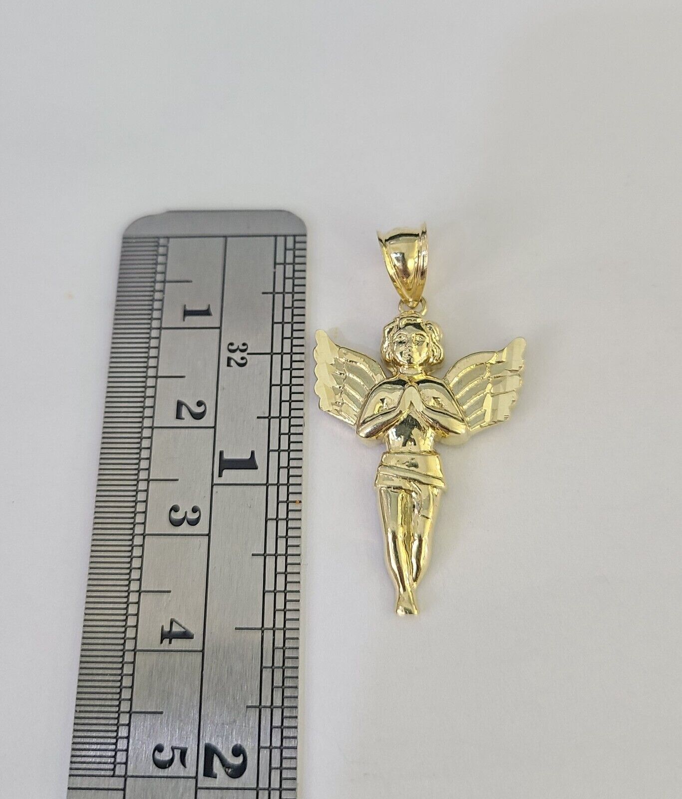 10k 3mm Rope Chain Praying Angel Pendant 18"-30" Yellow Gold Set Charm Necklace