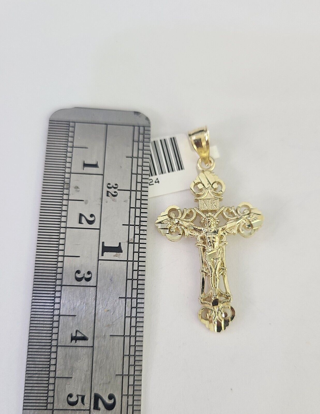 10K Gold Miami Cuban Chain Jesus Cross Charm 18"-30" 3mm REAL Pendant