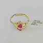 Real 10k Yellow Gold Hearts Ring Wedding Engagement Casual 10Kt Genuine