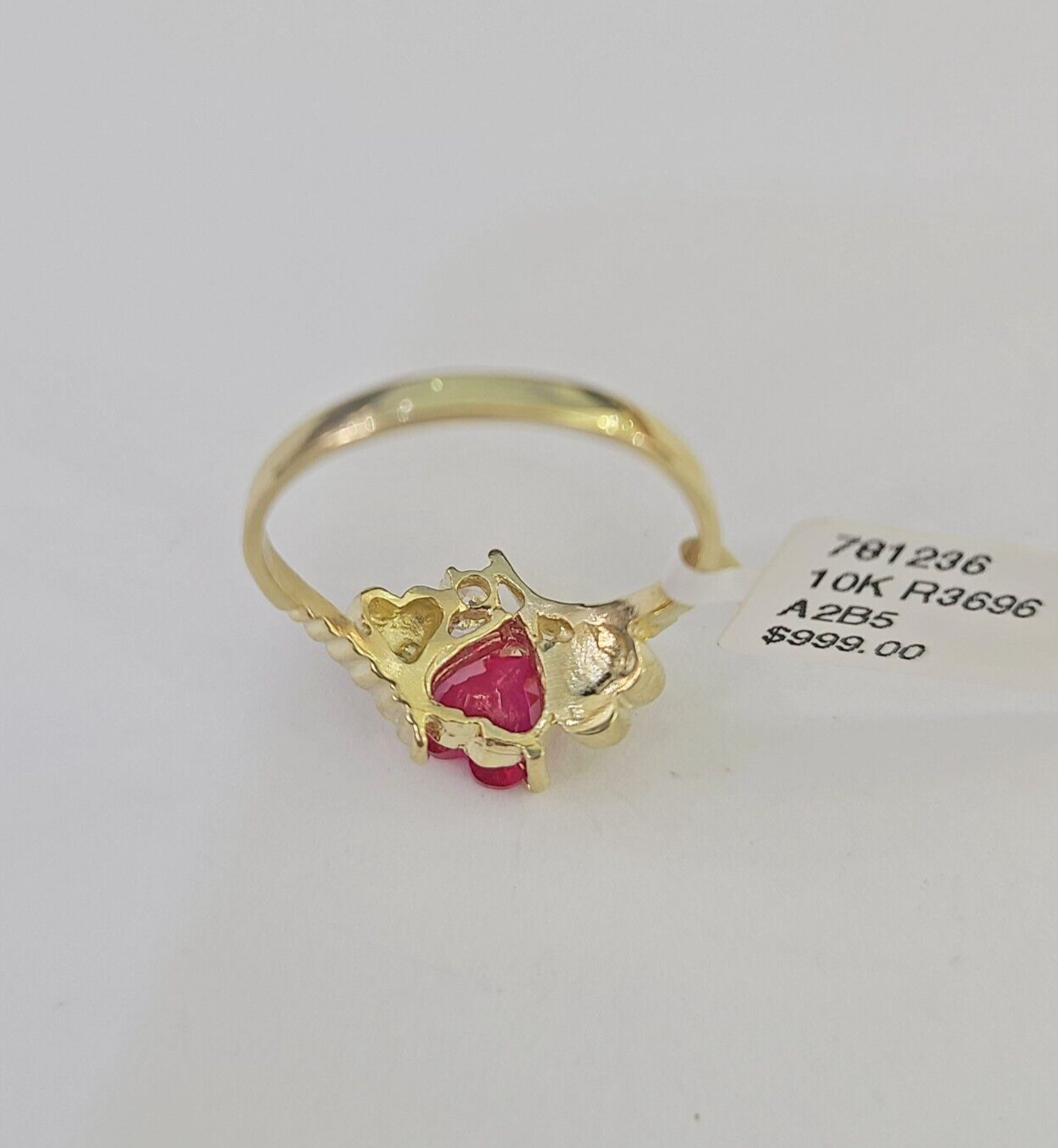 Real 10k Yellow Gold Hearts Ring Wedding Engagement Casual 10Kt Genuine