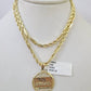 10k Milano Rope Chain Last Supper Charm Necklace SET 3mm 18" 20" 22" 24" Pendant