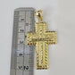 10k Gold Chain Last Supper Cross Charm Solid Cuban Curb 5mm 18"-28" Inch SET