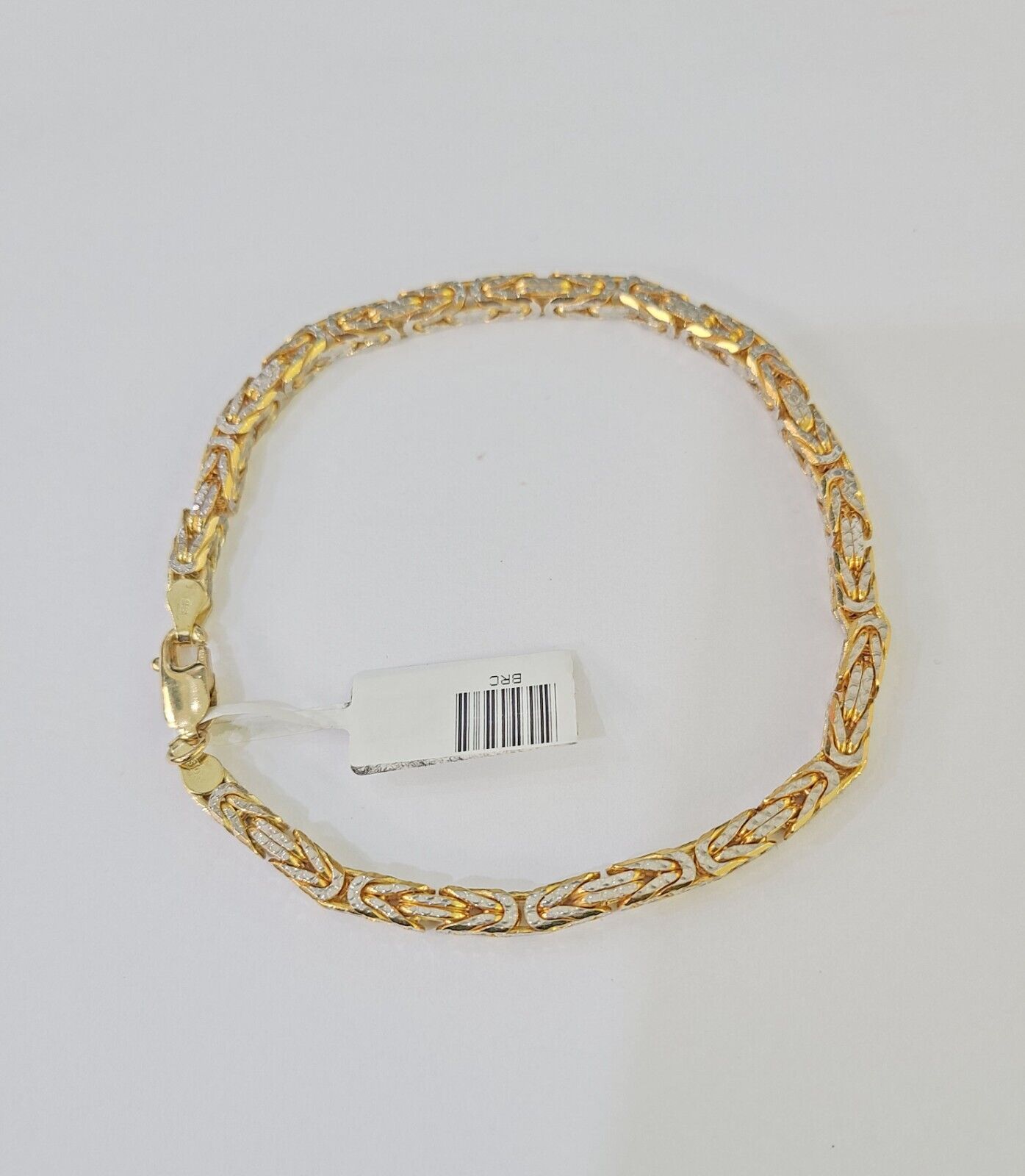 10K Yellow Gold Turkish Byzantine Link Bracelet 4mm 9" inch Real Genuine