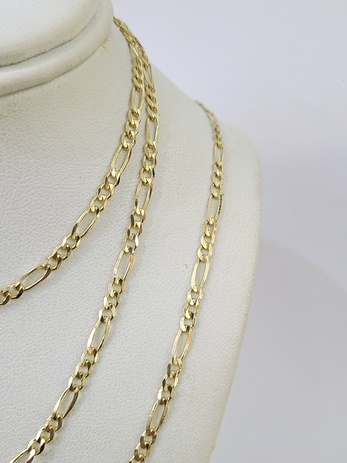 Real 14k Solid Gold Chain Figaro Link Necklace 3mm 18"-28" Men Women 14kt