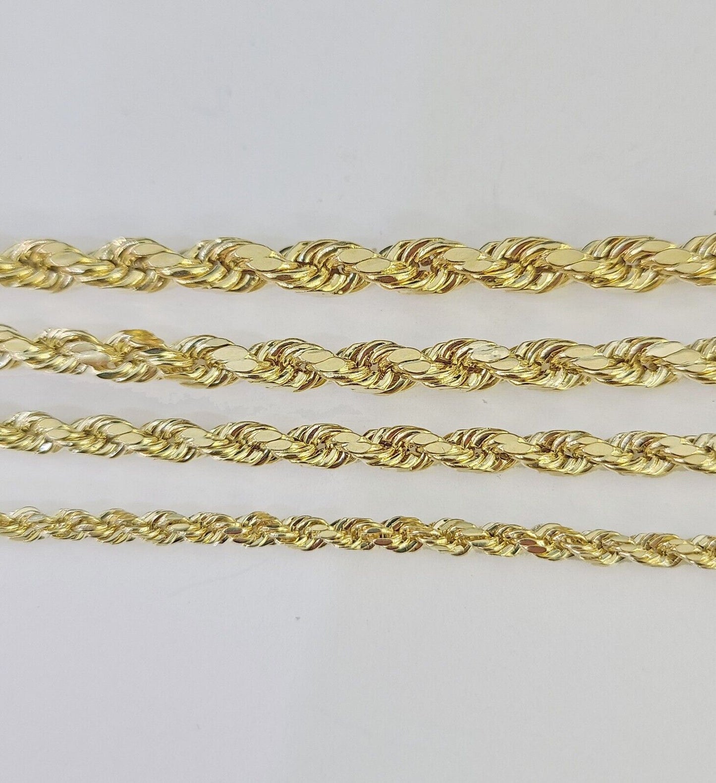 Real 14k Gold Rope Chain Necklace 3mm-6mm 20"-26" Inch Men Women Yellow 14kt