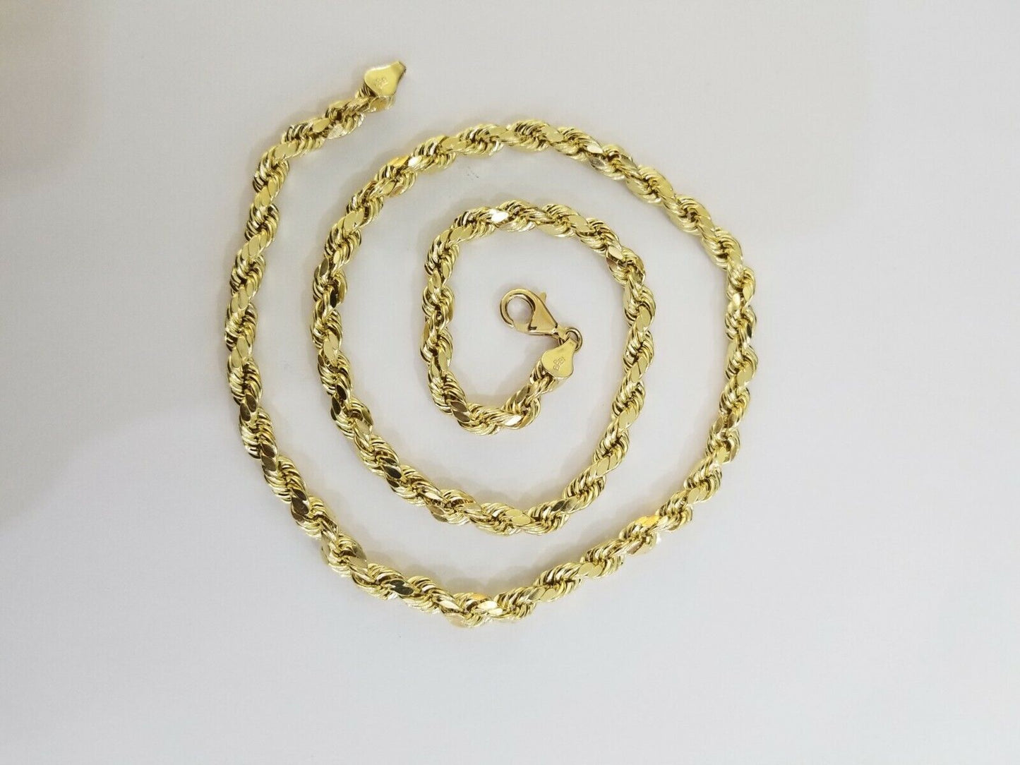 10k Yellow Gold Rope Chain 6mm 18"-26" Inch Real Gold 10kt All Sizes