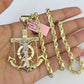 Real 14k Rope Chain Mayan Calendar Charm Yellow Gold Set 5mm 20"-30" Necklace