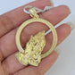 Real 10k Miami Cuban Chain Praying Hands Charm Set 4mm Yellow Gold Necklace