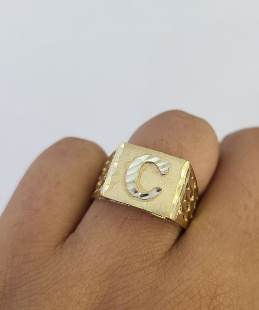 Real 10k Initial C Casual Ring Alphabet Yellow Gold 10kt Genuine