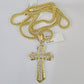 10K Franco Chain Jesus Cross Pendant Charm Necklace 20"-26" 3mm Gold Yellow SET