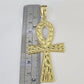 10K Franco Chain Ankh Cross Pendant Charm Necklace 20"-26" 3mm Gold