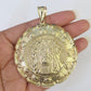 Real 10K Jesus Virgin Mary Pendent Charm Two Sided 10kt yellow Gold 3" Guadalupe