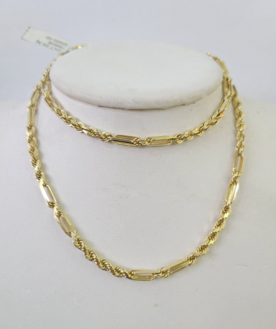 10k Gold Milano Rope chain Solid 4mm 20 Inches Yellow Gold Necklace Real