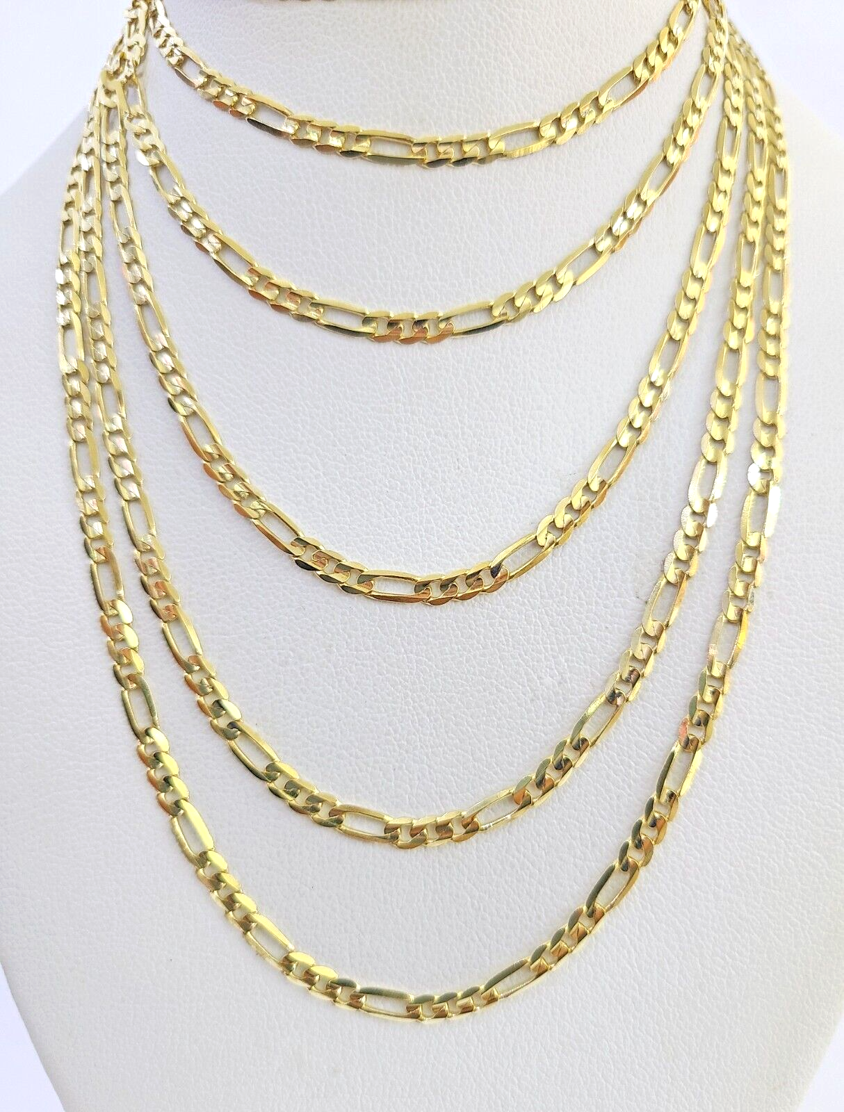 10K Solid Figaro Link Chain Necklace Yellow Gold 3mm 18" 20" 22" 10kt