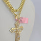 Real 14k Chain Cross Charm Set Miami Cuban Link 5mm 18"-30" Necklace Pendant