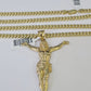 Real 10k Miami Cuban Chain Jesus Charm 4mm Yellow Gold Necklace Pendant 18"-26"