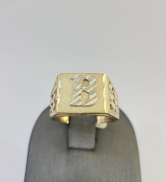 Real 10k Initial B Casual Ring Alphabet Yellow Gold 10kt Genuine