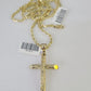 Real 10k Milano Rope Chain Jesus Cross Charm Necklace SET 3mm 18" 20" 22" 24"