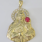 Real 10K Gold Saint Barbara Charm Shiny Cut 10kt yellow Gold Pendent 3"