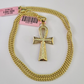 14k Miami Cuban Chain Ankh Cross Charm Pendant 3mm 18"24" inch SET Necklace