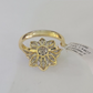 Real 14k Diamond Flower Ladies Ring Yellow Gold Women Engagement Wedding