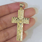 14k Gold Chain Cross Charm Solid Cuban Curb Link 3mm 18"-26" Inch Diamond CutSET