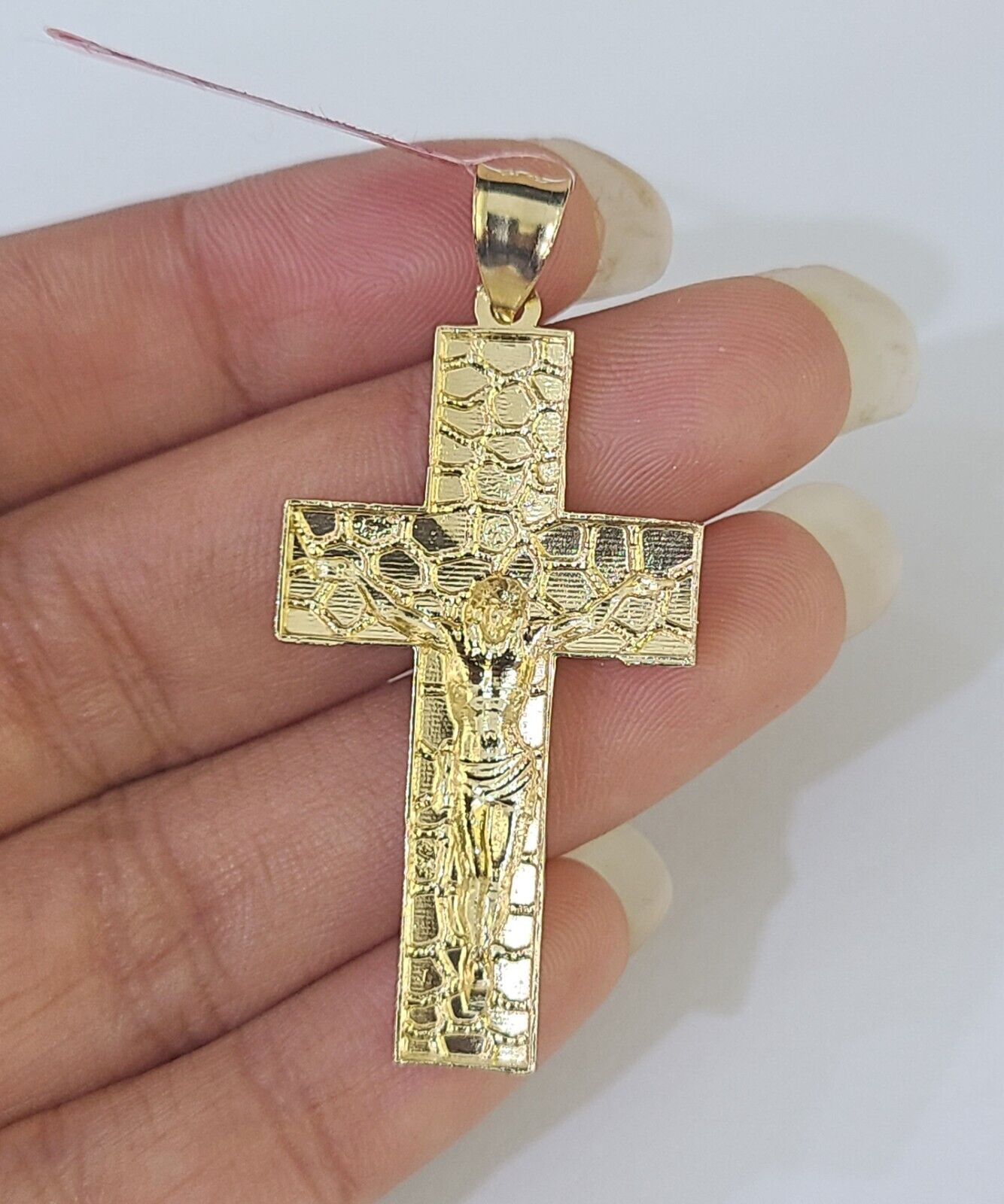 14k Gold Chain Cross Charm Solid Cuban Curb Link 3mm 18"-26" Inch Diamond CutSET