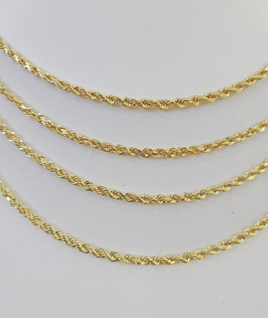 14k Real Rope Chain Necklace 3mm 18"-26" Inch Yellow Gold Men Women Genuine