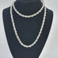 10k White Gold Rope Chain Necklace 20- 24 Inch 4mm Men Women Real Gold Diamond Cut