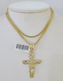 10K Gold Franco Chain Cross Charm Length 18-26 inches 2mm REAL Yellow