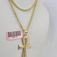 14k Miami Cuban Chain Ankh Cross Charm Pendant 3mm 18"24" inch SET Necklace
