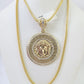 10K Franco Chain Medusa Head Pendant Charm Necklace 20"-26" 2.5mm Yellow Gold