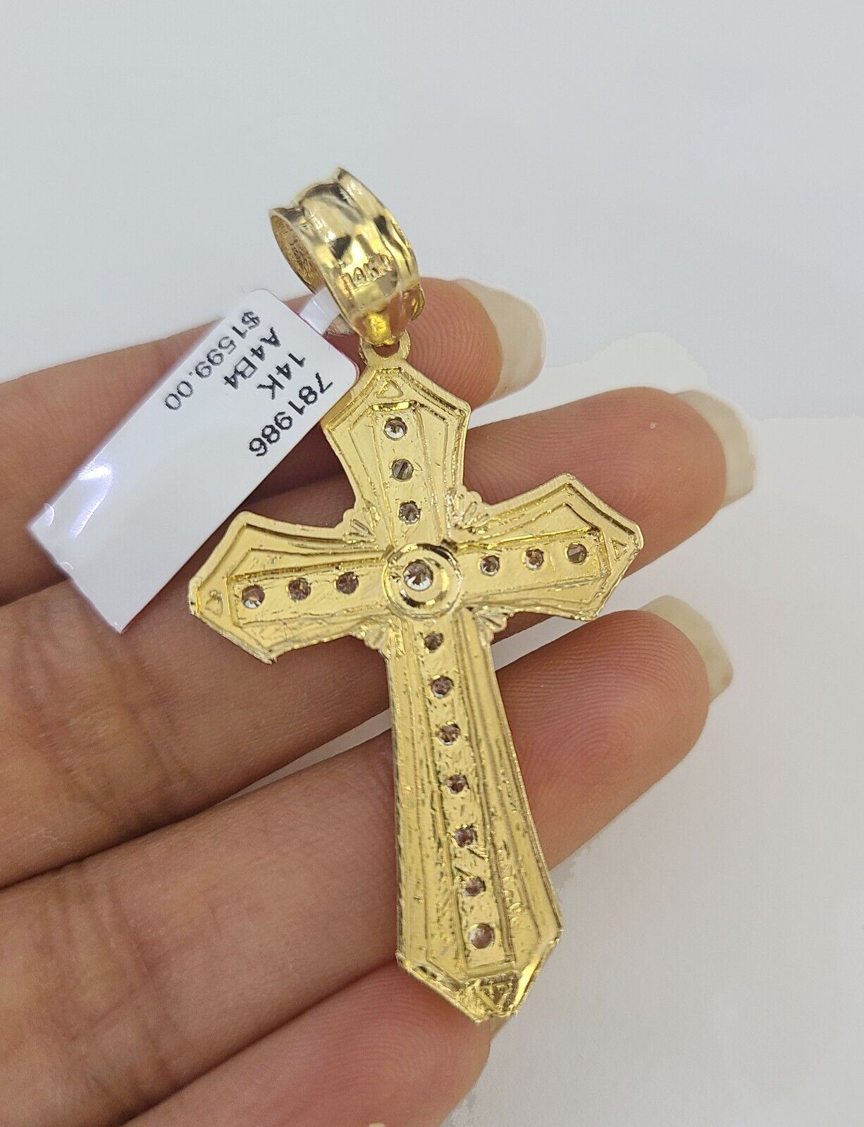 Real 14k Chain Cross Charm Set Miami Cuban Link 5mm 18"-30" Necklace Pendant