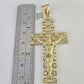 Real 10K Jesus Cross Pendant 3" Yellow Gold Charm Genuine 10kt