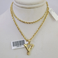 10k Gold Initial Y Charm Rope Chain 16"-26" 2.5mm SET Necklace Alphabet Pendant