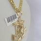 Real 10k Solid Rope Chain Jesus Anchor Charm Set 3mm 20"-30" Inch Necklace Gold