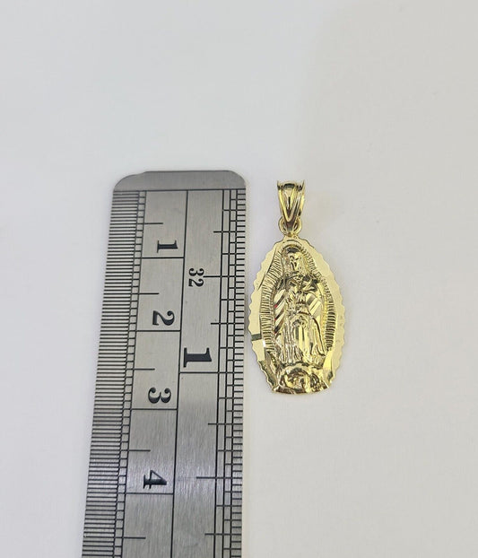 10k 2.5mm Rope Chain Virgin Mary Pendant 18"-30" Yellow Gold Set Charm Necklace