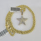 10k Solid Rope Chain 3mm Diamond Star Pendant Charm Necklace SET 18-26 in