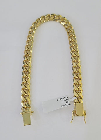 Real 10k Miami Cuban Link Bracelet Gold 8mm 8.5" Box Lock 10kt Yellow Gold