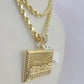 10k Solid Rope Chain Last Supper Charm Set 4mm 18"-30" Necklace Gold Pendant
