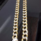 Real 10k Gold Cuban Curb Link Chain 10mm 24 Inch Two-tone Diamond Cut Necklace