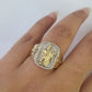 Real 10k Diamond Mens Ring Saint Jude Band Yellow Gold Casual Genuine Natural