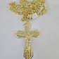 10K Miami Cuban Link Chain Jesus Cross Pendent Charm 8mm 20"-30" Necklace Gold