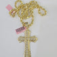 Real 14k Rope Chain Jesus Cross Charm Set 6mm 18"-28" Necklace Yellow Gold