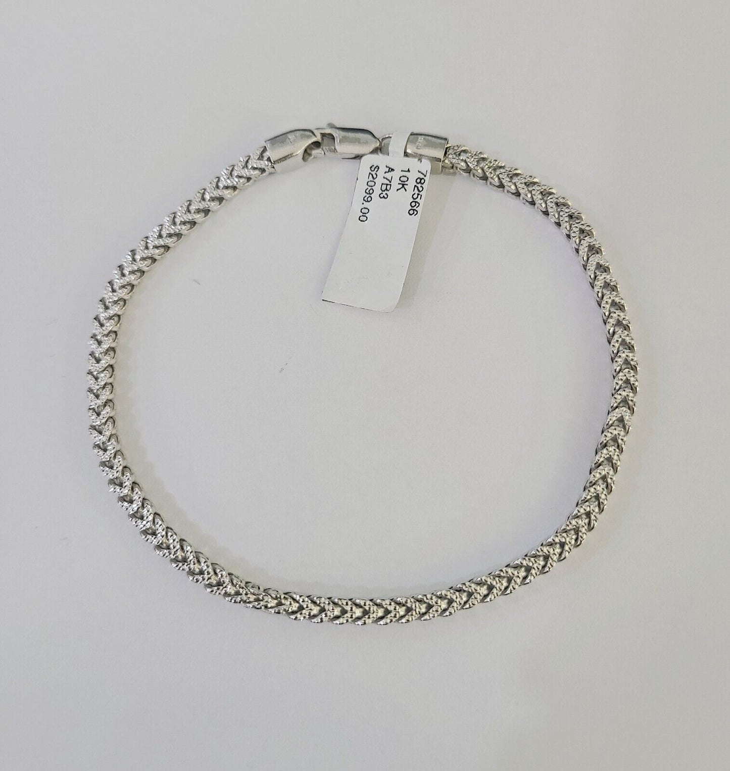 Real 10K Franco Bracelet White Gold 3mm 8.5Inch Lobster Lock Genuine