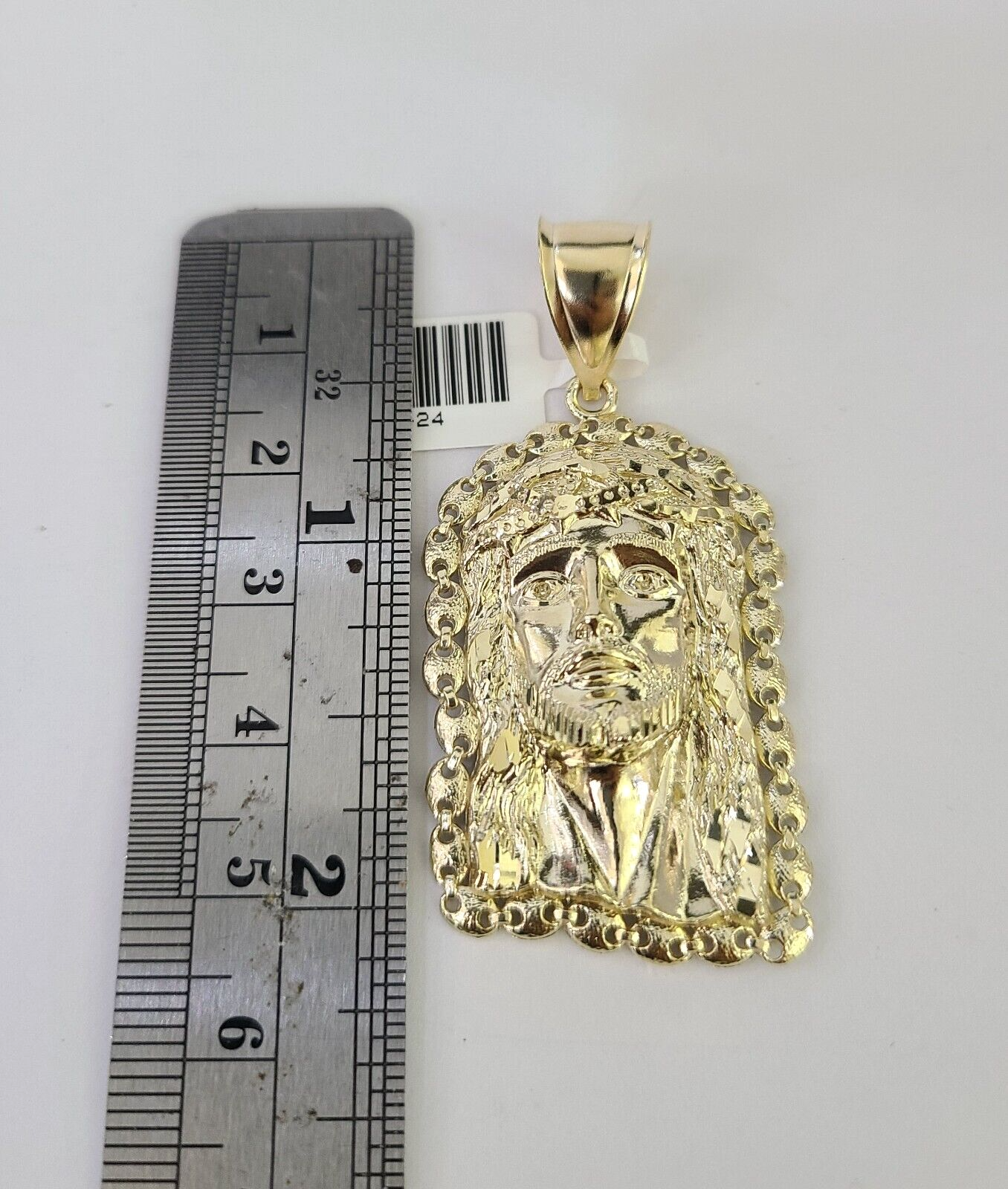 10k Gold Byzantine Necklace Jesus Head Charm 20-28 inches 3mm REAL SET Chain